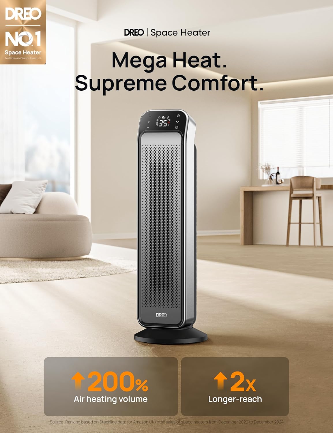 Dreo 25 Inch Electric Heater for Home - Image 2